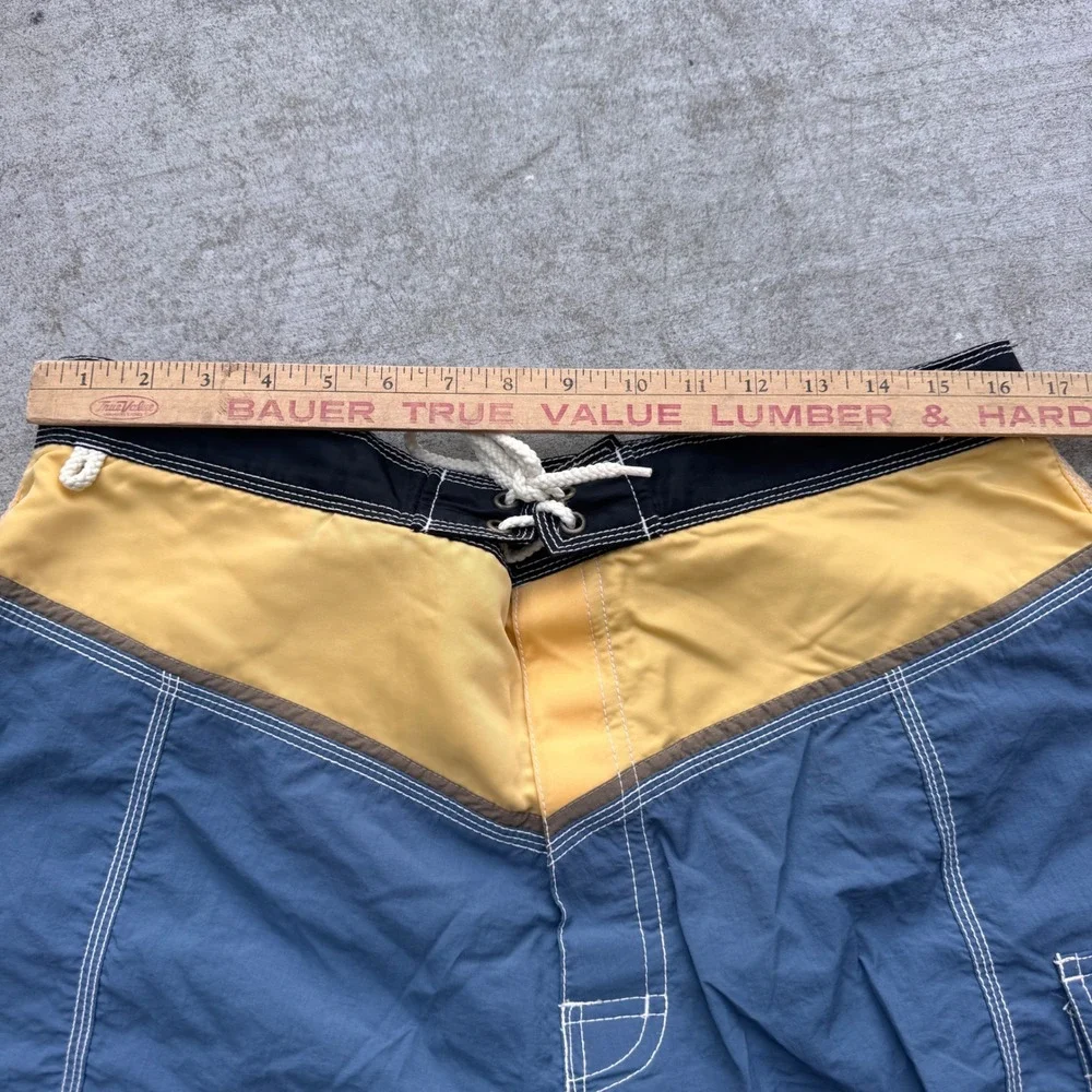 Vintage 90s Tommy Hilfiger Colorblock Board Shorts Blue Yellow Swim Trunks